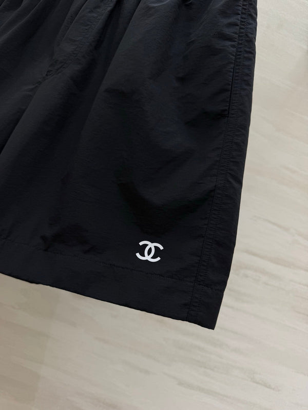 CC 26 Double C Embroidered Casual Shorts Black in Cotton 379513