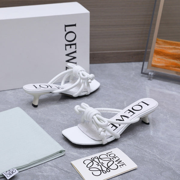 Loew 26 Knot Sandals 45mm White in Lambskin 759437