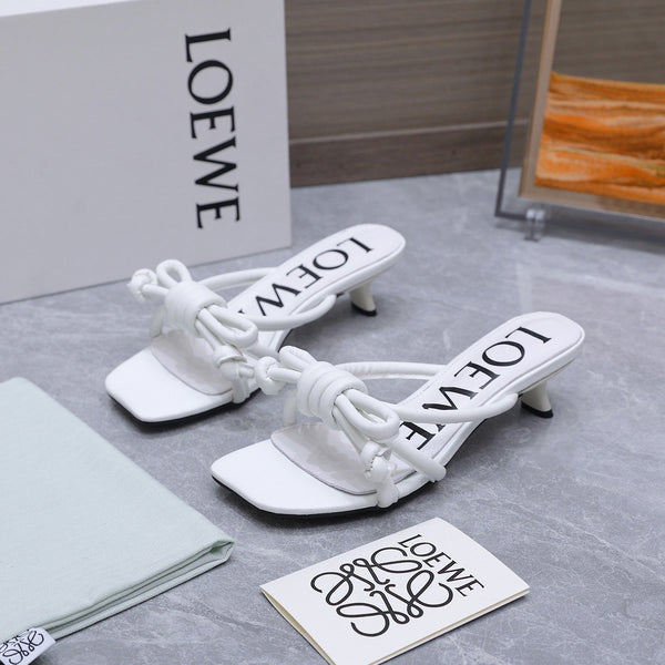 Loew 26 Knot Sandals 45mm White in Lambskin 759437