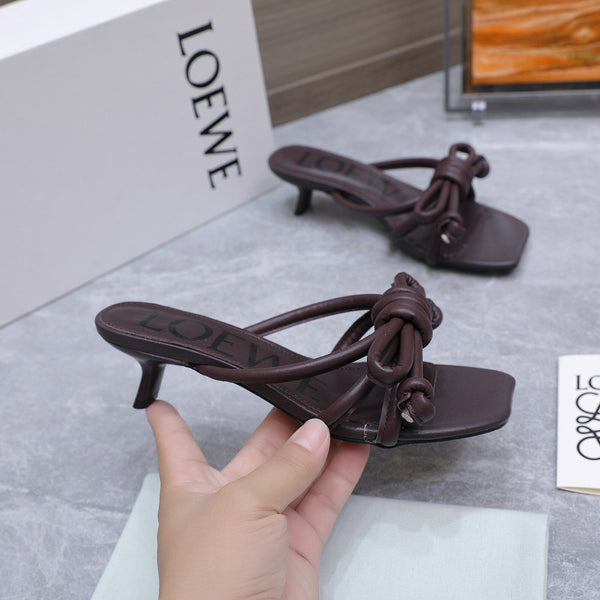 Loew 26 Knot Sandals 45mm Chocolate in Lambskin 759440