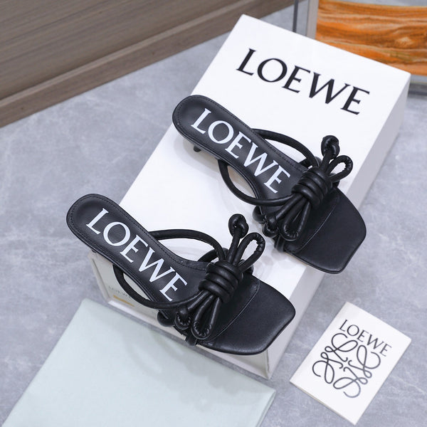 Loew 26 Knot Sandals 45mm Black in Lambskin 759441