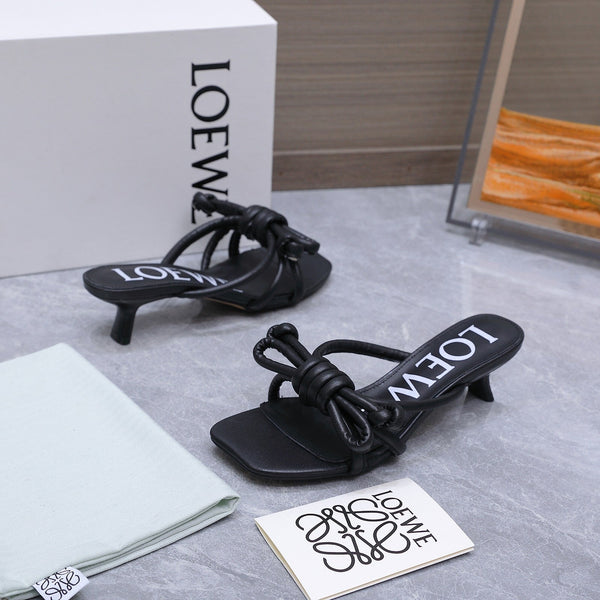 Loew 26 Knot Sandals 45mm Black in Lambskin 759441