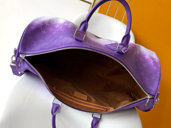 LV Keepall 55 Travel Bag Purple Gradient in Monogram coated Canvas 287221