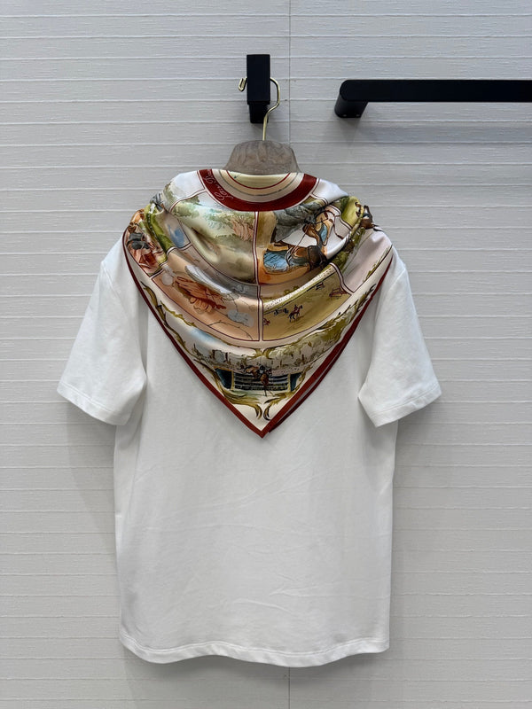LP Metal Buckle Square Scarf and T-shirt White in Cotton