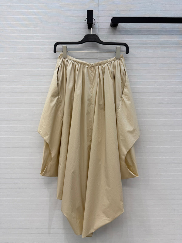 Loew Irregular Pleated Puffy Skirt Light Beige in Cotton 381521