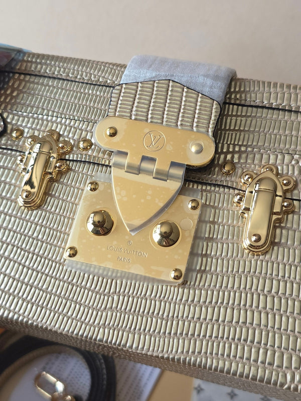 LV Petite Malle Bag 20cm Gold in Crocodile-pattern Cowhide 287741