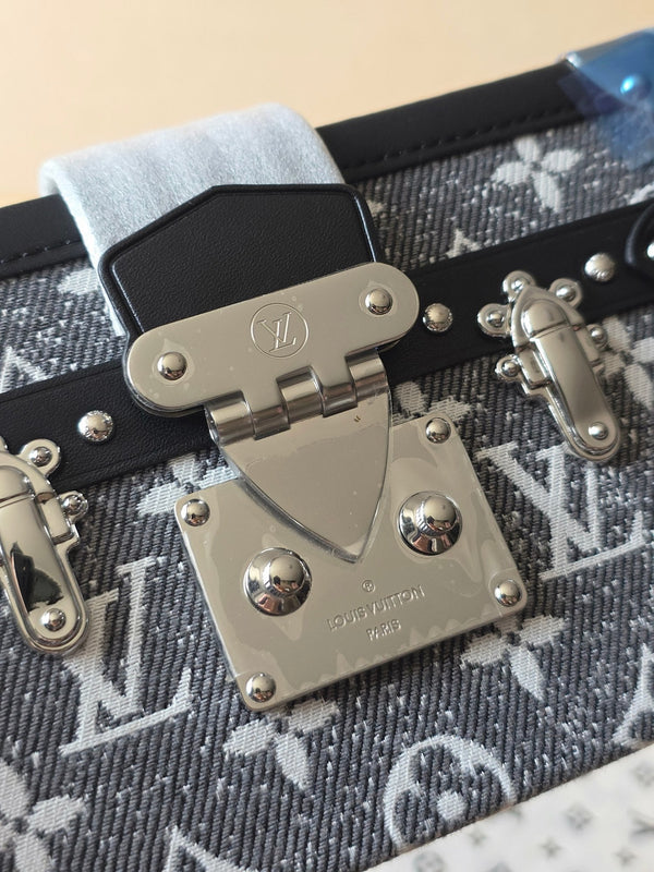 LV Petite Malle Bag 20cm Black in Denim with Cowhide 287739