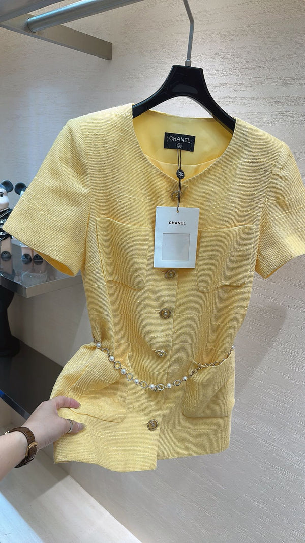 CC Short-sleeved Shirt Retro Style Yellow in Tweed 385133