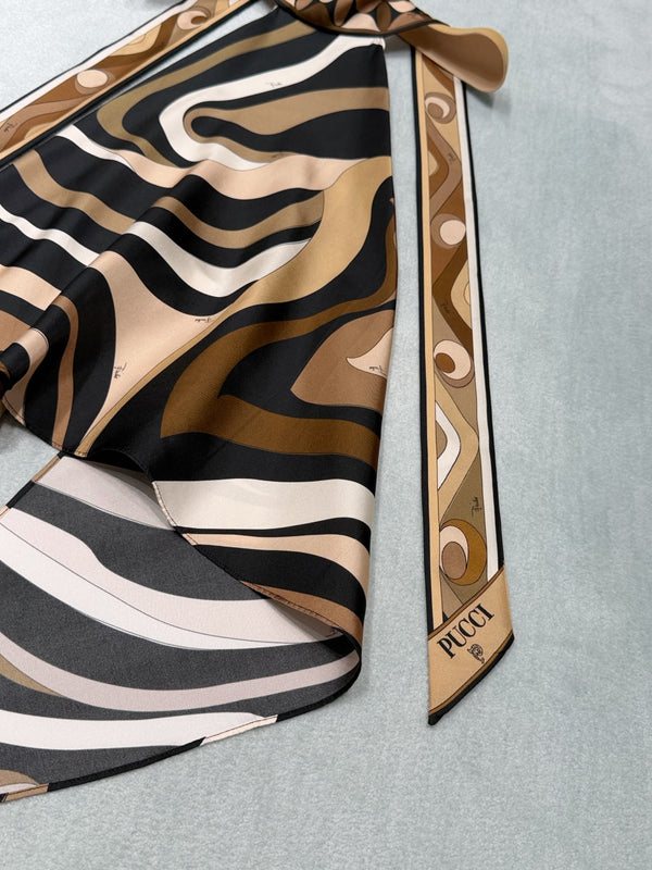 Pucc Marmo Print Halter Top Espresso Silk