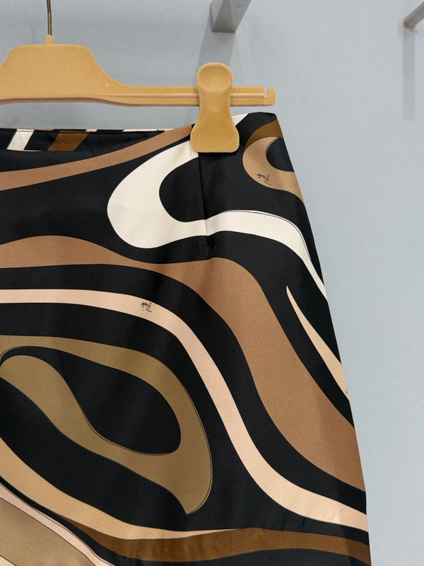 Pucc Marmo Print Skirt Espresso Silk
