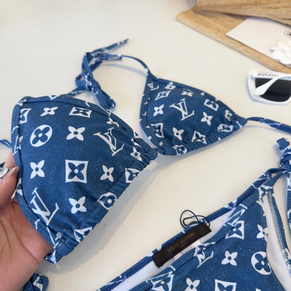 LV Graphic Monogram Bikini in Blue Polyamide 238470