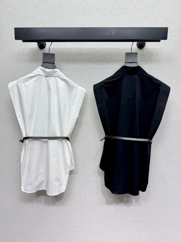 CC Fitted Shirt with Belt in Cotton 388485