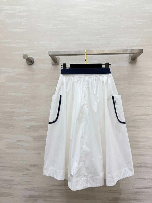 Pra Navy Style Asymmetrical Skirt White in Cotton 388809