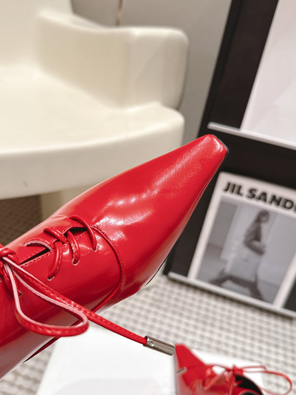 CL 26 Square Toe Lace-up Oxford Heels 85 Red in Lambskin 813302