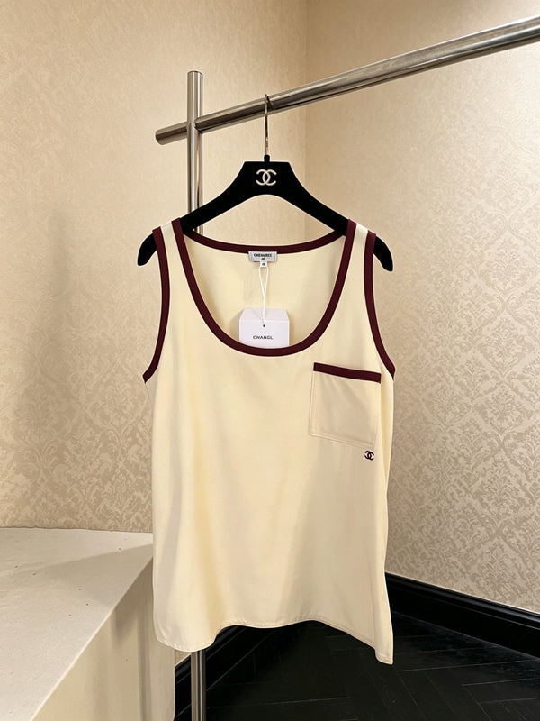 CC 2026 Color-Block Pocket Tank Top Light Yellow Soie Silk 300778