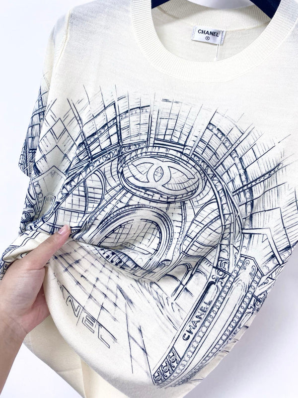 CC 2026 Cream Graphic Knit Top Wool 345271