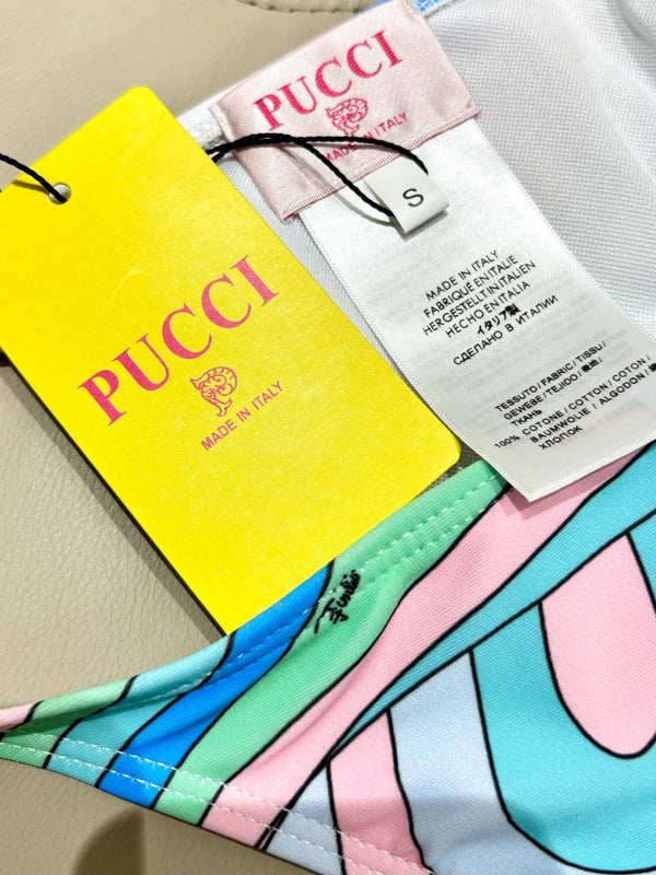 Pucci 3-Piece Swimwear Set Blue Pink Green Marmo Print 240264