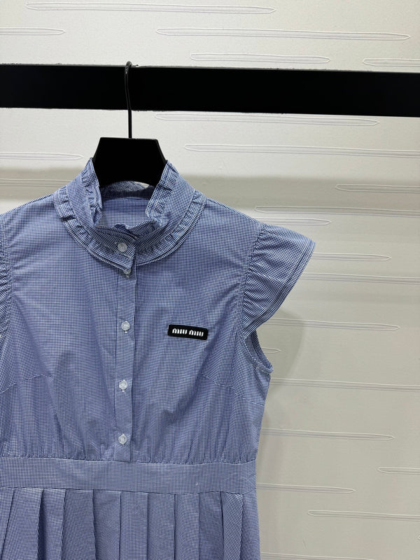 Miu Gingham Check Shirt Dress Cotton 392629