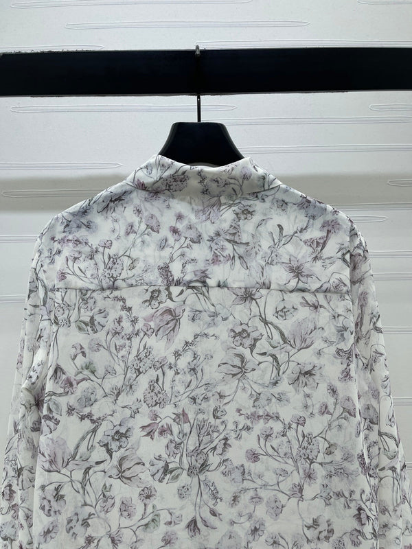CD Printed Sheer Long-Sleeve Shirt 392641