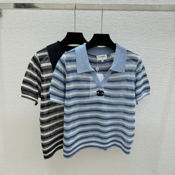 CC 2026 Striped Knitted Polo Shirt Wool 516777
