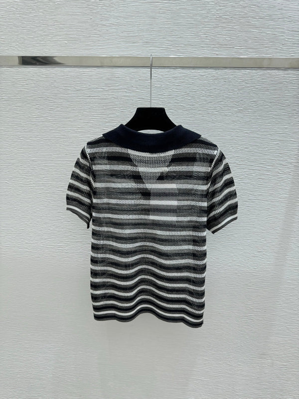 CC 2026 Striped Knitted Polo Shirt Wool 516777