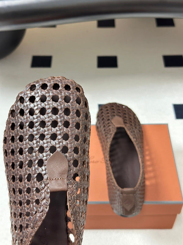 LP 26s Floaty Flats Brown Handwoven Cowhide Leather 235277