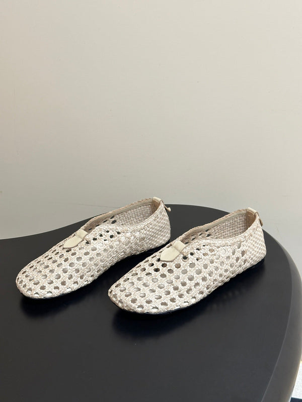 LP 26s Floaty Flats Cream Handwoven Cowhide Leather 235276