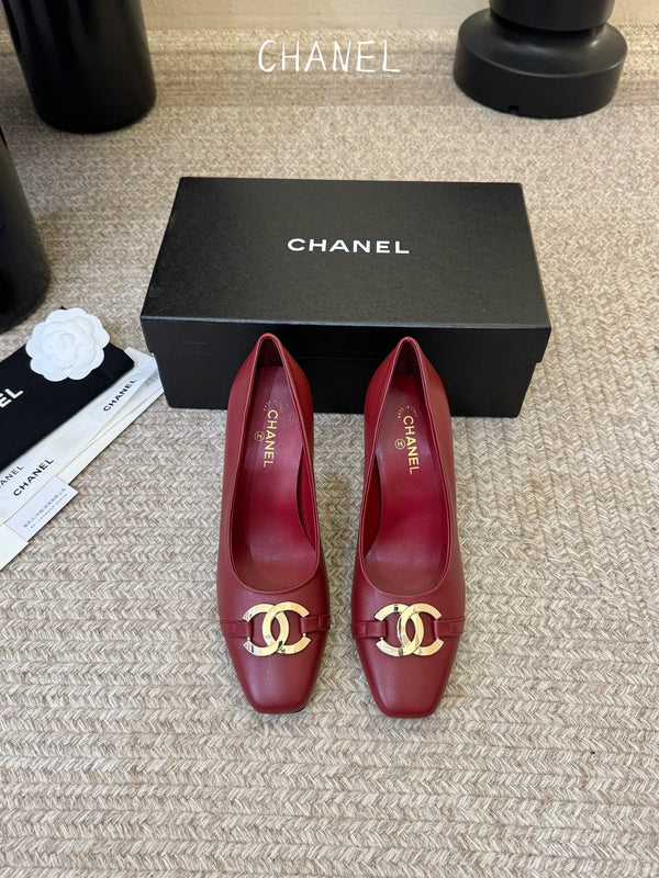 CC 26ss Logo Square-Toe Pumps Burgundy Lambskin 835688