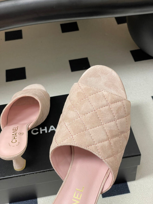 CC Quilted Heeled Sandal 8cm Pink Suede 834700