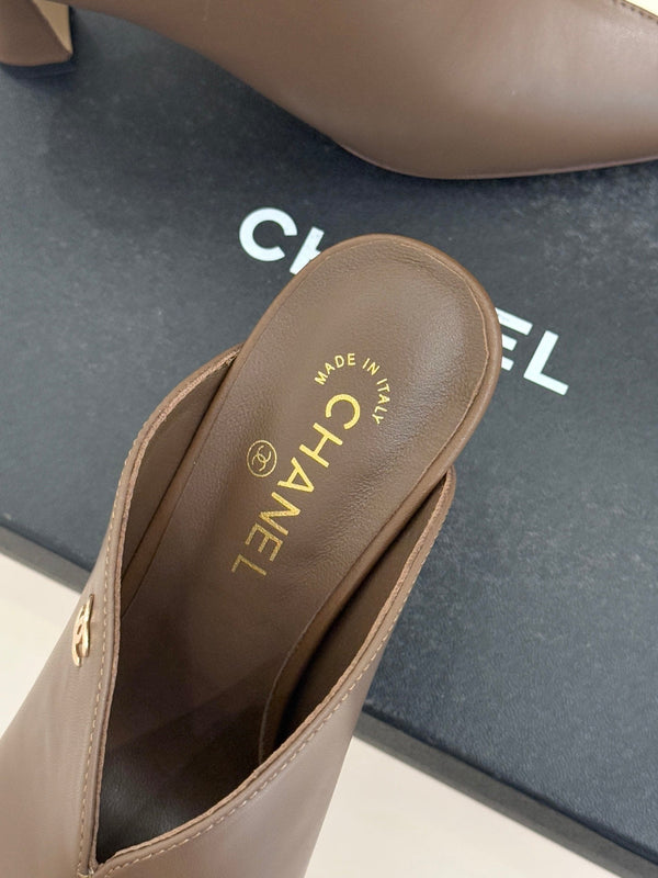 CC 26P Double C Color-Block Square-Toe Mule Slippers Calfskin 841994