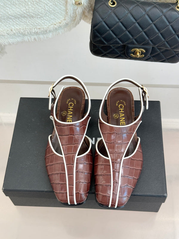 CC 26P T-Strap Flats Square Toe Calfskin 841980