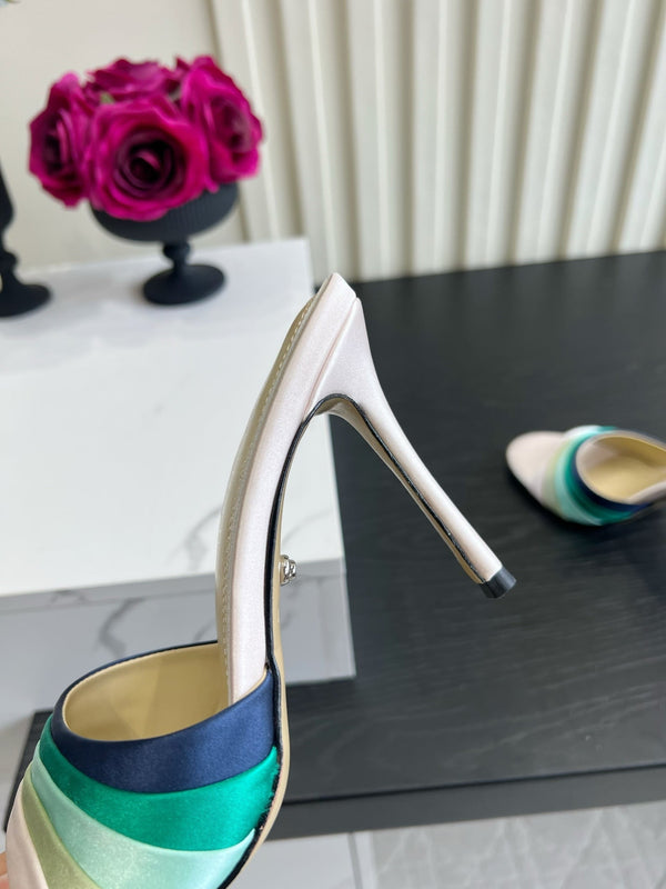 Mach Sandals 9.5cm Beige Ombre Satin 851916