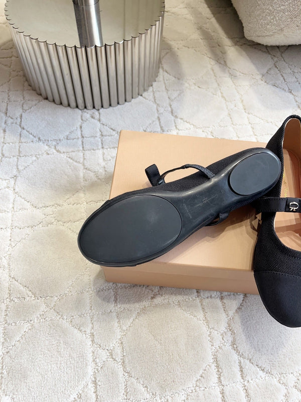 GR Mary Jane Flats Black Lambskin & Fabric 851887