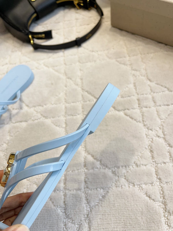 DG Logo Jelly Thong Sandals Blue Rubber 851866