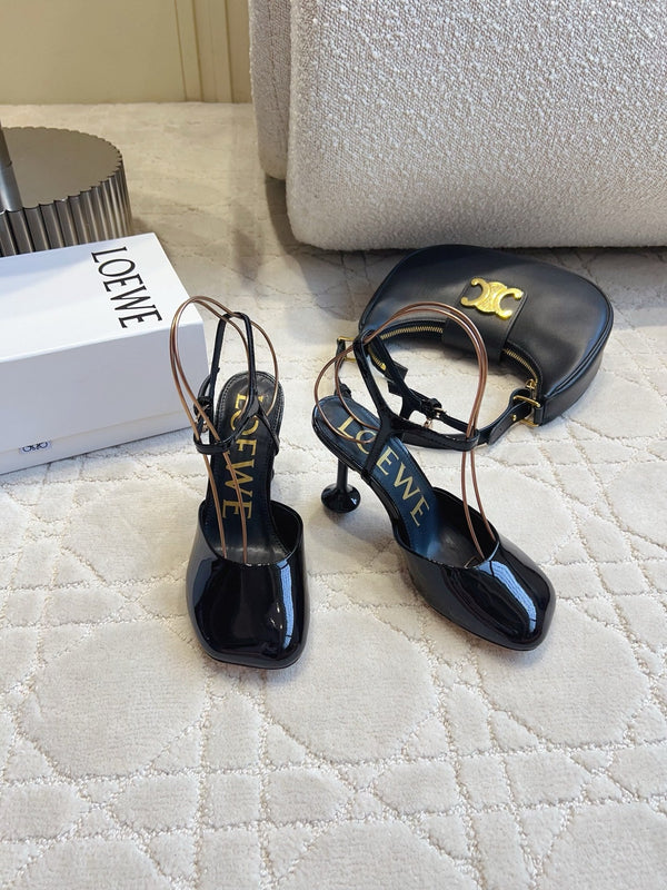 Loew Toy Square-Toe Pumps 10cm Black Patent Leather 851642