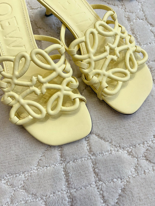 Loew Woven Square-Toe Sandals 3.5cm Yellow Lambskin 851674