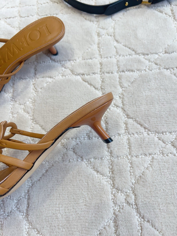Loew Woven Square-Toe Sandals 3.5cm Brown Lambskin 851672
