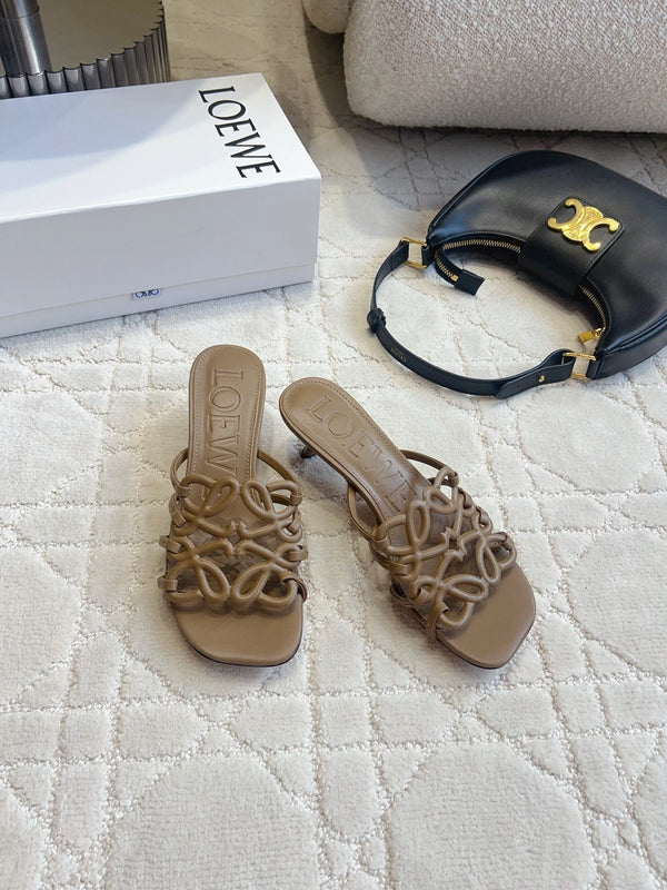 Loew Woven Square-Toe Sandals 3.5cm Dark Brown Lambskin 851671