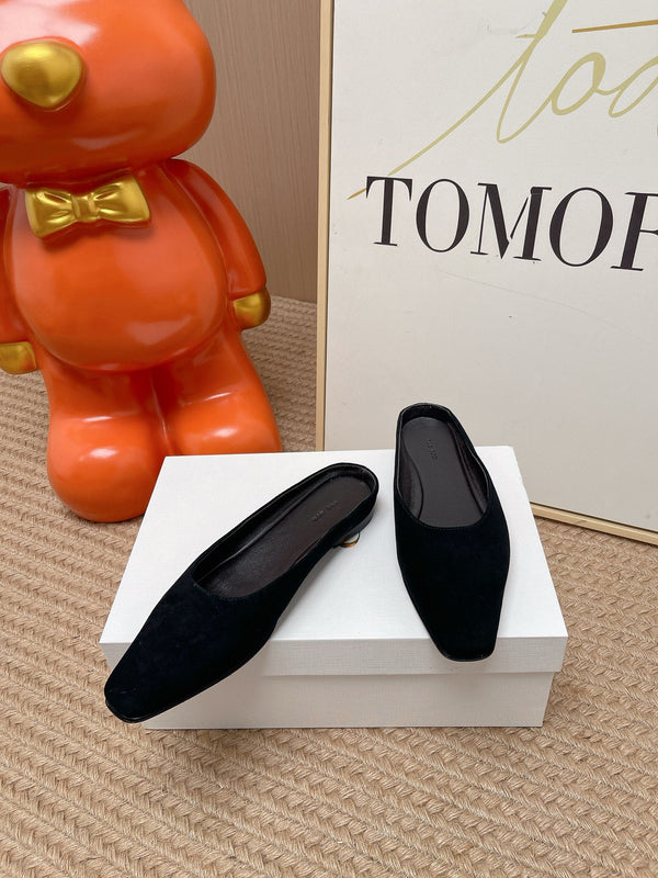 TR June Square Toe Mules Black Suede 856177