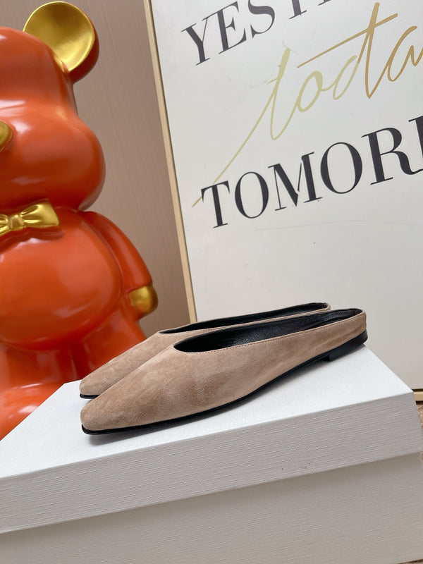 TR June Square Toe Mules Beige Suede 856176