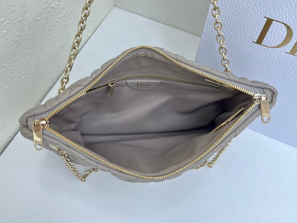 CD Small Cannage Quilted Tote Bag Grey Cowhide 158104