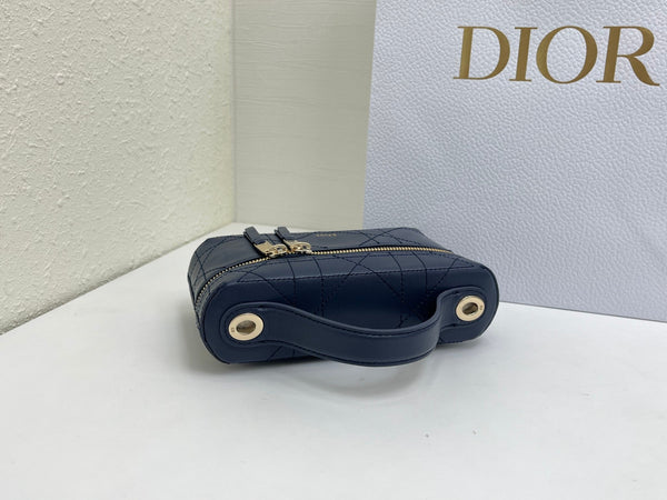 CD Cannage Vanity Chain Bag 19cm Navy Cowhide 158124