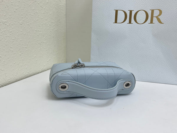 CD Cannage Vanity Chain Bag 19cm Blue Cowhide 158121