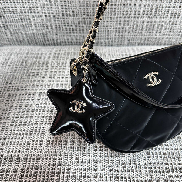 CC Coco Neige Clutch With Chain Star Charm 22cm Black Velvet