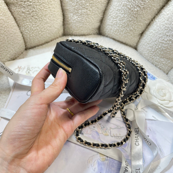CC 26P Bowling Bag Chain Strap 19.5cn Brown Caviar Cowhide GHW