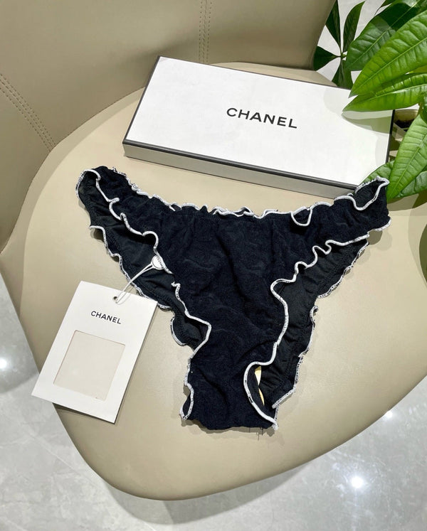 CC Two-piece Bikini Swimsuit Black Cotton 326151