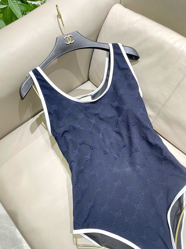 GG Jacquard One-Piece Swimsuit Navy 330773