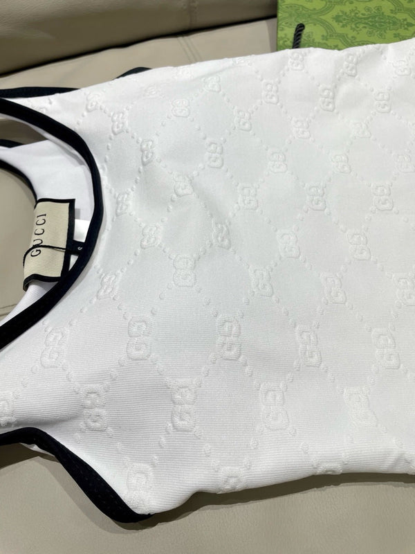 GG Jacquard One-Piece Swimsuit White 330772