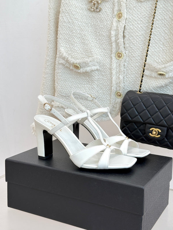 CC 26A Strappy Stiletto Sandals White Leather 878669