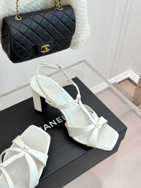 CC 26A Strappy Stiletto Sandals White Leather 878669